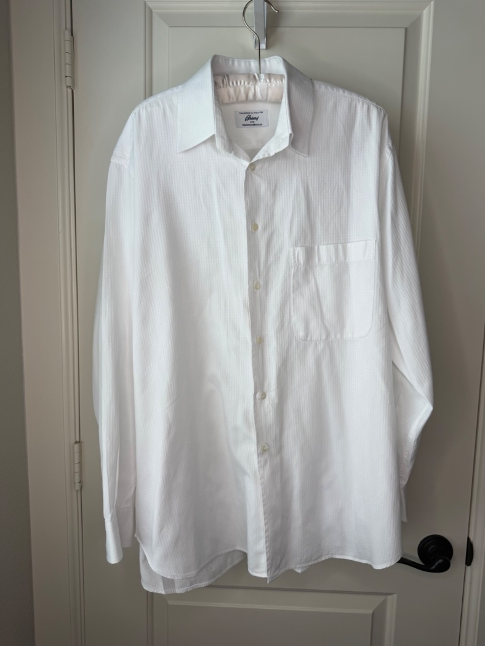 Brioni for Neiman Marcus White 100% Cotton Dress Shirt, Size XL